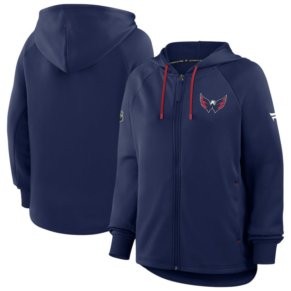 NHL Washington Capitals Fanatics Women's Authentic Pro Rink Raglan Full-Zip Hoodie - Navy