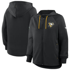 NHL Pittsburgh Penguins Fanatics Women's Authentic Pro Rink Raglan Full-Zip Hoodie - Black