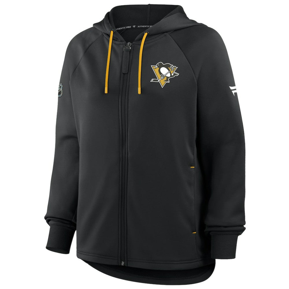 NHL Pittsburgh Penguins Fanatics Women's Authentic Pro Rink Raglan Full-Zip Hoodie - Black