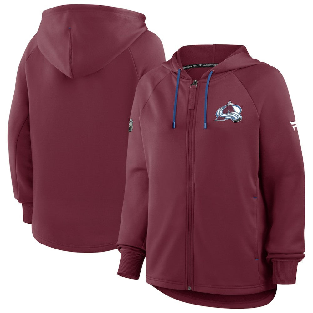 NHL Colorado Avalanche Fanatics Women's Authentic Pro Rink Raglan Full-Zip Hoodie - Burgundy