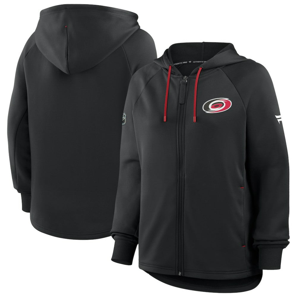NHL Carolina Hurricanes Fanatics Women's Authentic Pro Rink Raglan Full-Zip Hoodie - Black
