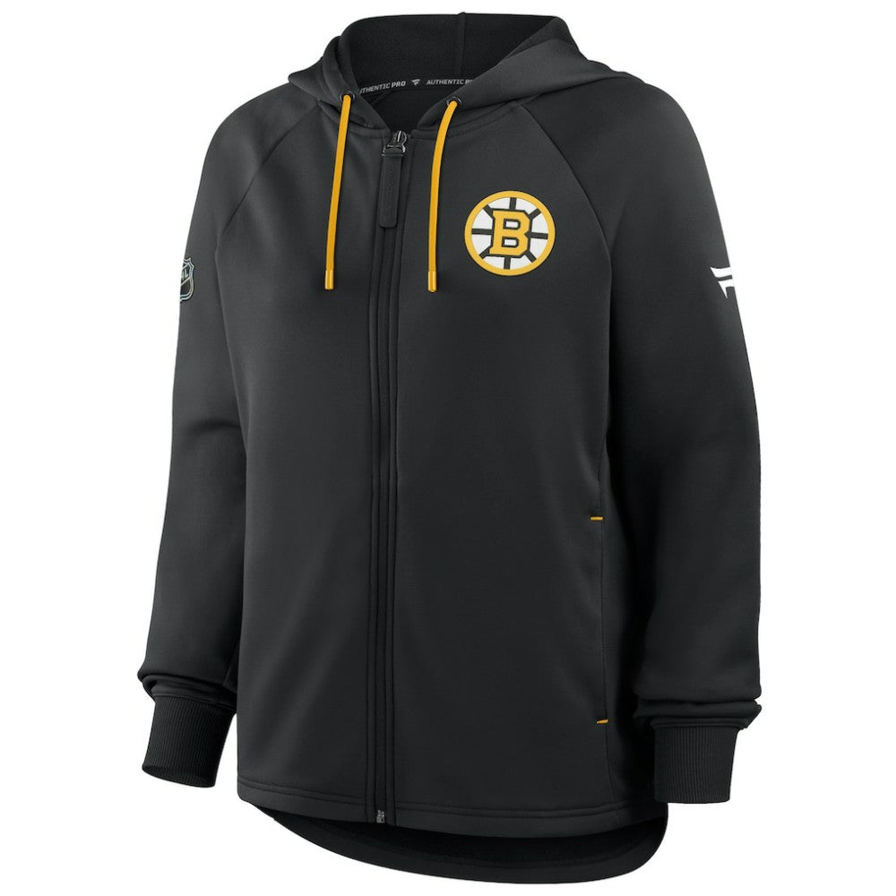 NHL Boston Bruins Fanatics Women's Authentic Pro Rink Raglan Full-Zip Hoodie - Black