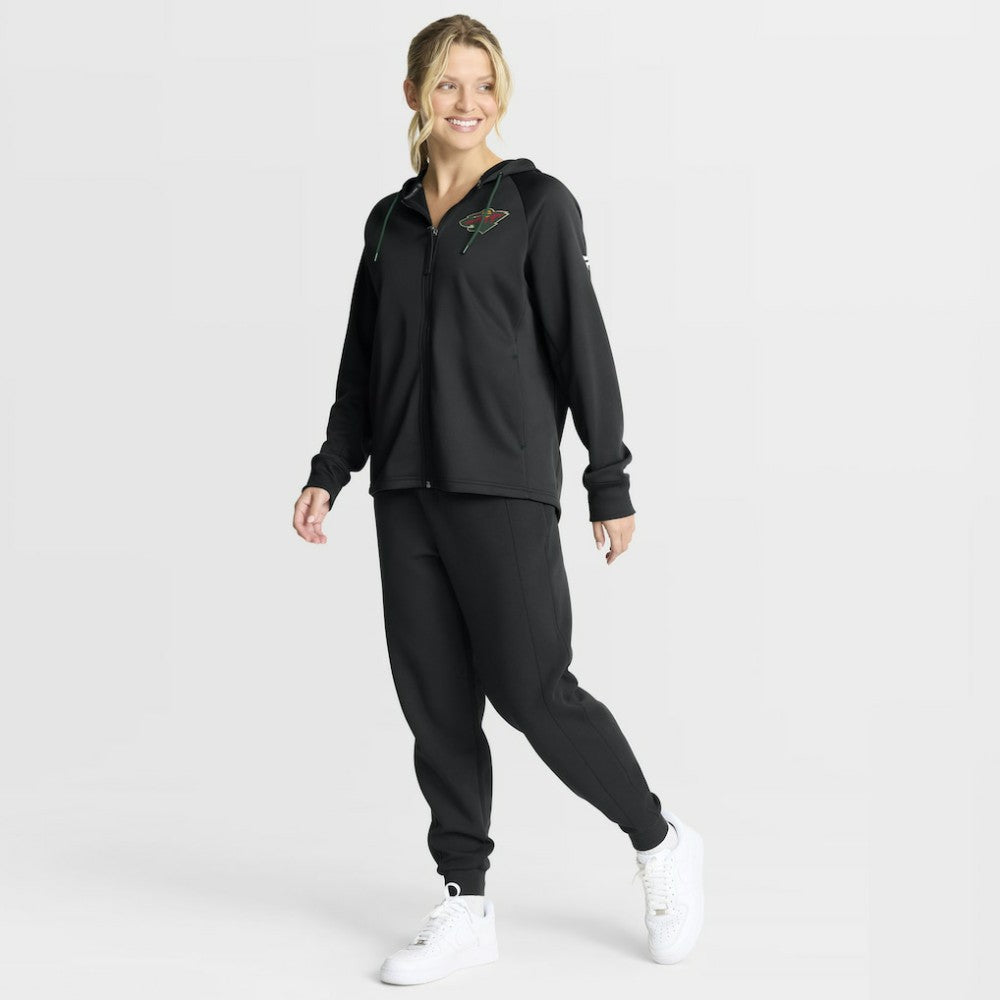 NHL Minnesota Wild Fanatics Women's Authentic Pro Rink Raglan Full-Zip Hoodie - Black