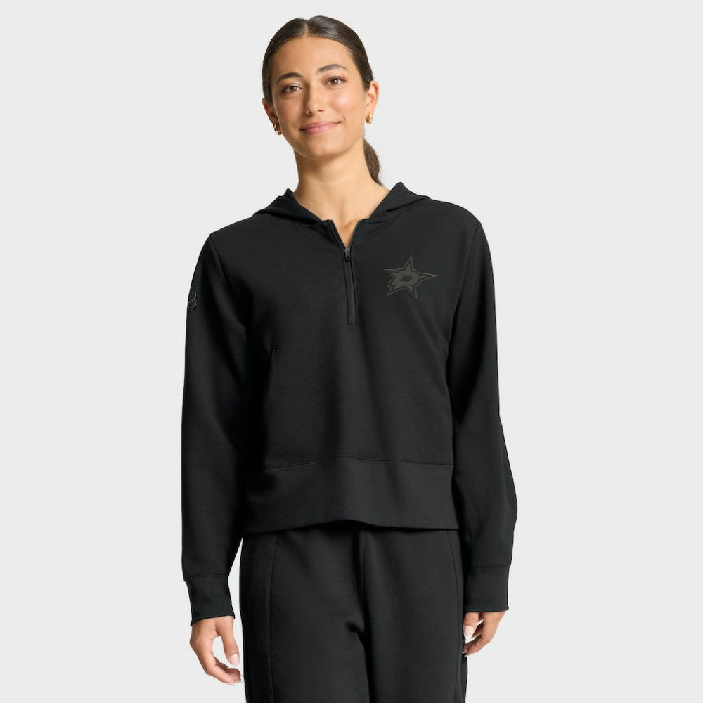 NHL Dallas Stars Fanatics Women's Authentic Pro Road Tri-Blend Quarter-Zip Hoodie - Black