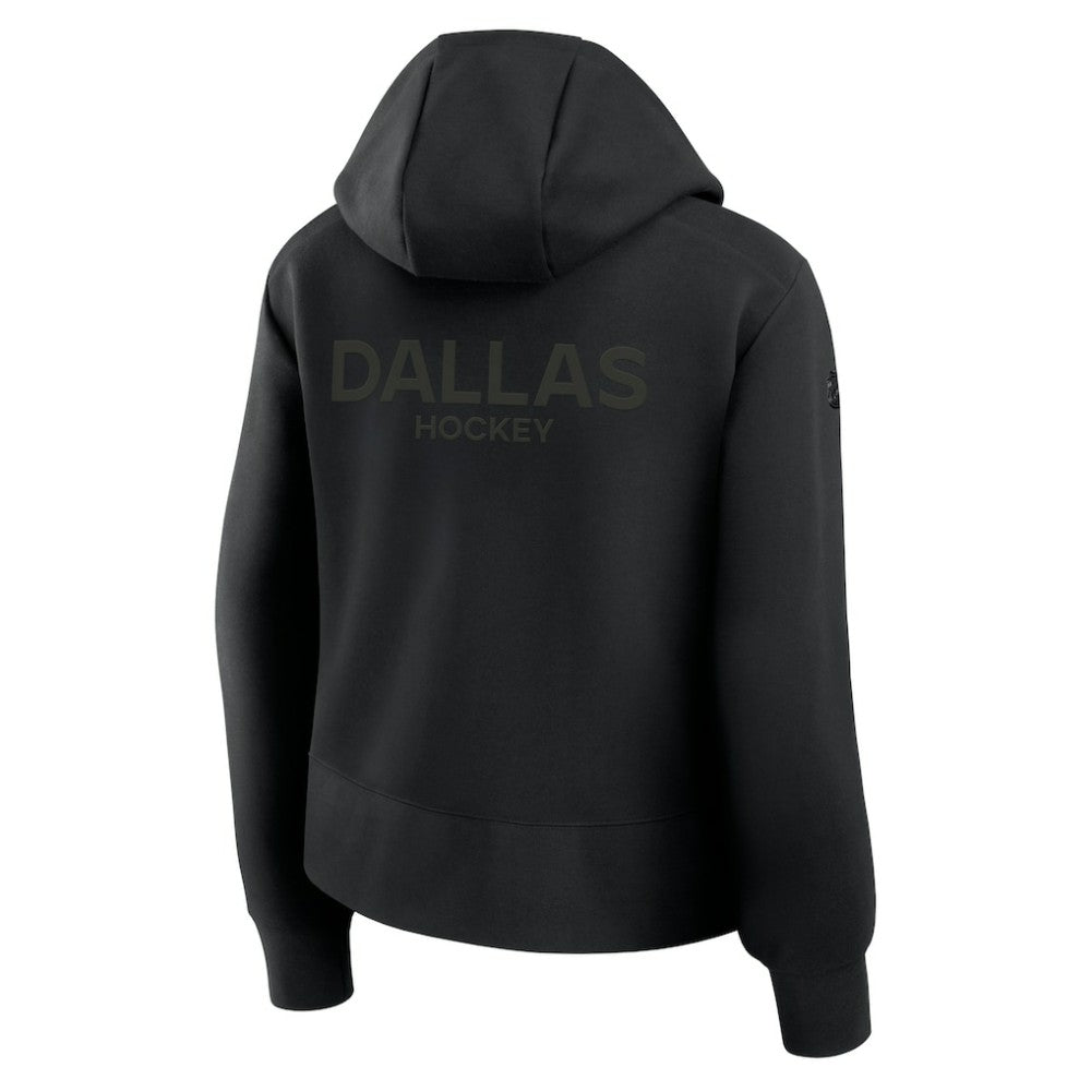 NHL Dallas Stars Fanatics Women's Authentic Pro Road Tri-Blend Quarter-Zip Hoodie - Black