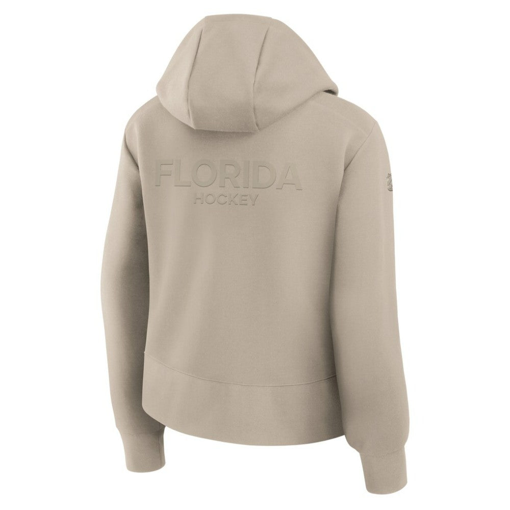 NHL Florida Panthers Fanatics Women's Authentic Pro Road Tri-Blend Quarter-Zip Hoodie - Tan