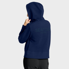 NHL Seattle Kraken Fanatics Women's Authentic Pro Road Tri-Blend Quarter-Zip Hoodie - Deep Sea Blue