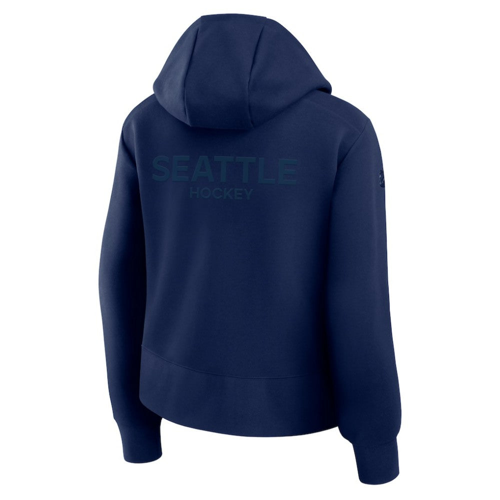 NHL Seattle Kraken Fanatics Women's Authentic Pro Road Tri-Blend Quarter-Zip Hoodie - Deep Sea Blue