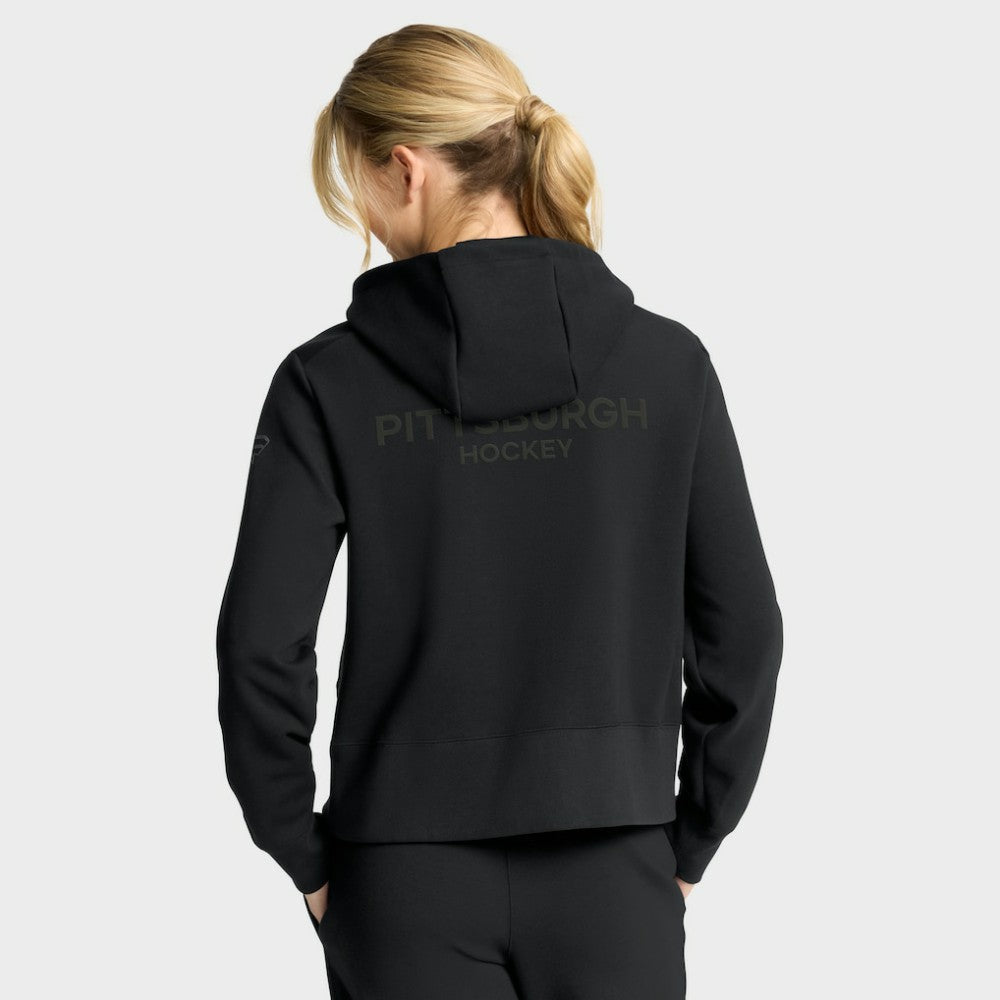 NHL Pittsburgh Penguins Fanatics Women's Authentic Pro Road Tri-Blend Quarter-Zip Hoodie - Black