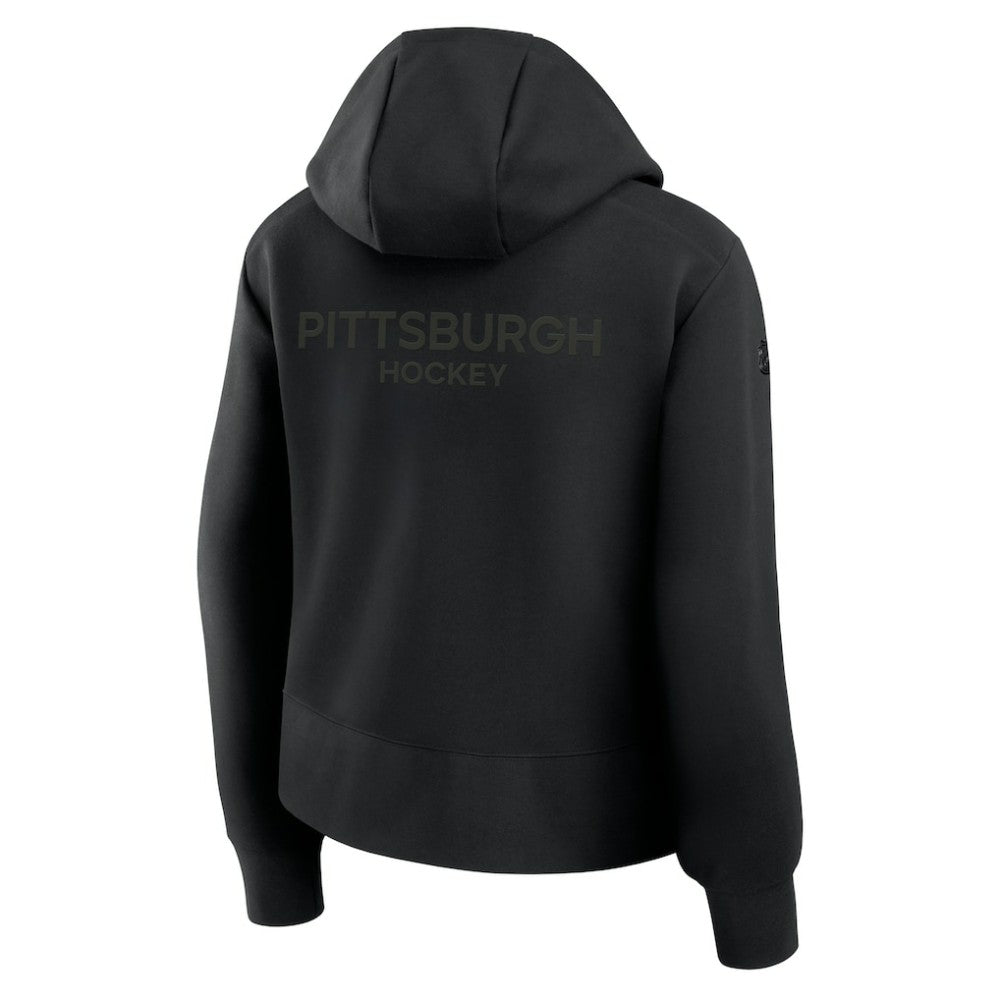 NHL Pittsburgh Penguins Fanatics Women's Authentic Pro Road Tri-Blend Quarter-Zip Hoodie - Black