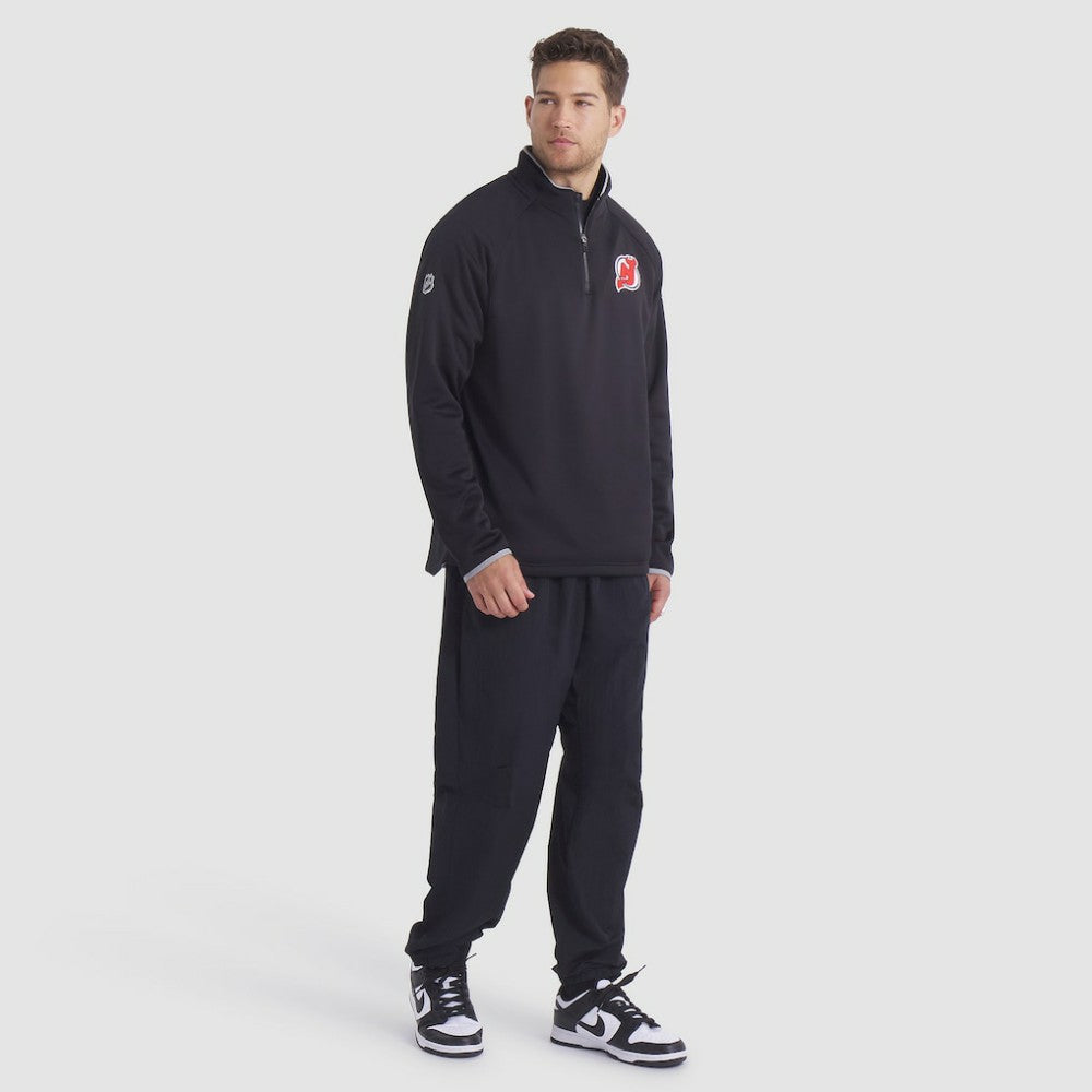 NHL New Jersey Devils Fanatics Authentic Pro Rink Raglan Quarter-Zip Pullover - Black
