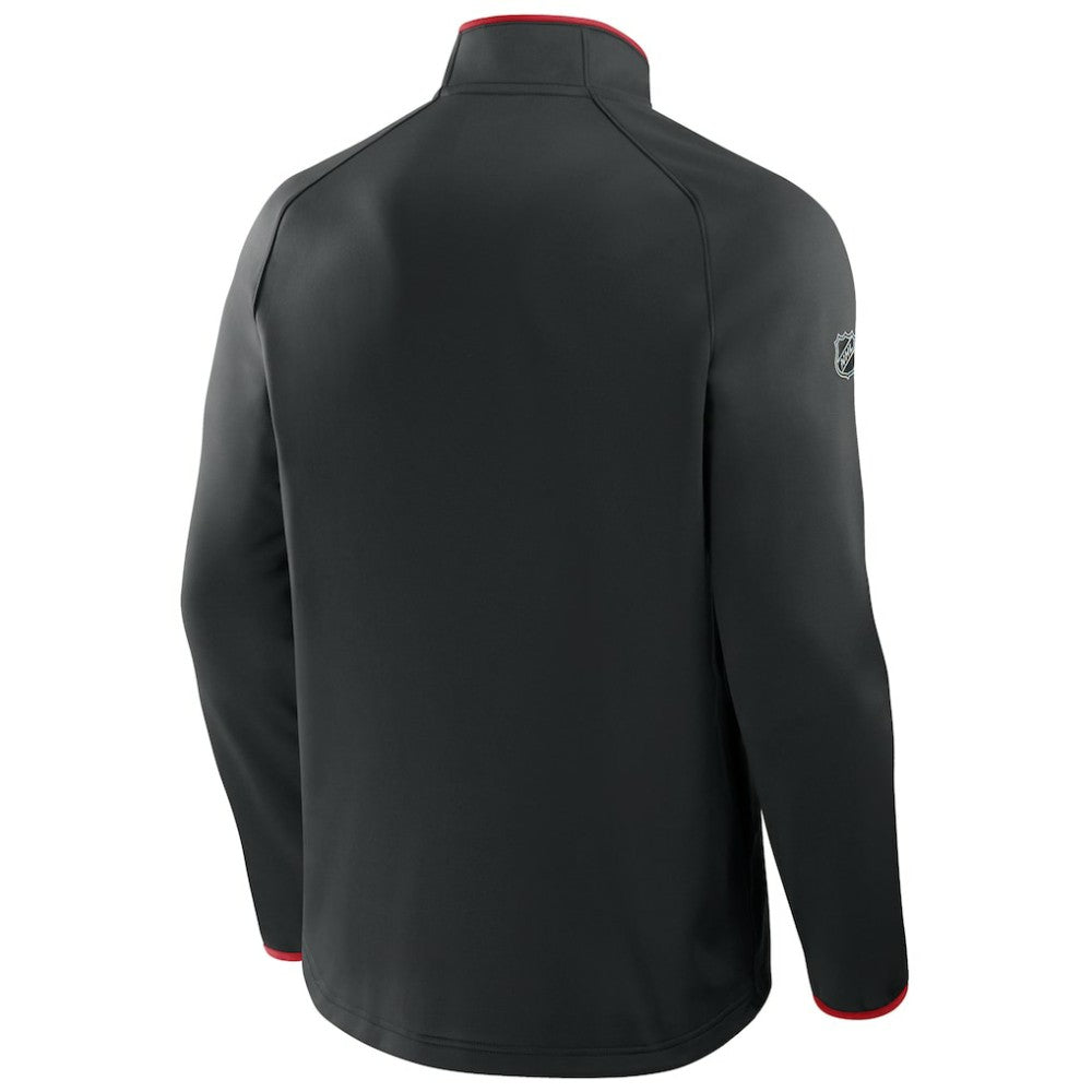 NHL New Jersey Devils Fanatics Authentic Pro Rink Raglan Quarter-Zip Pullover - Black