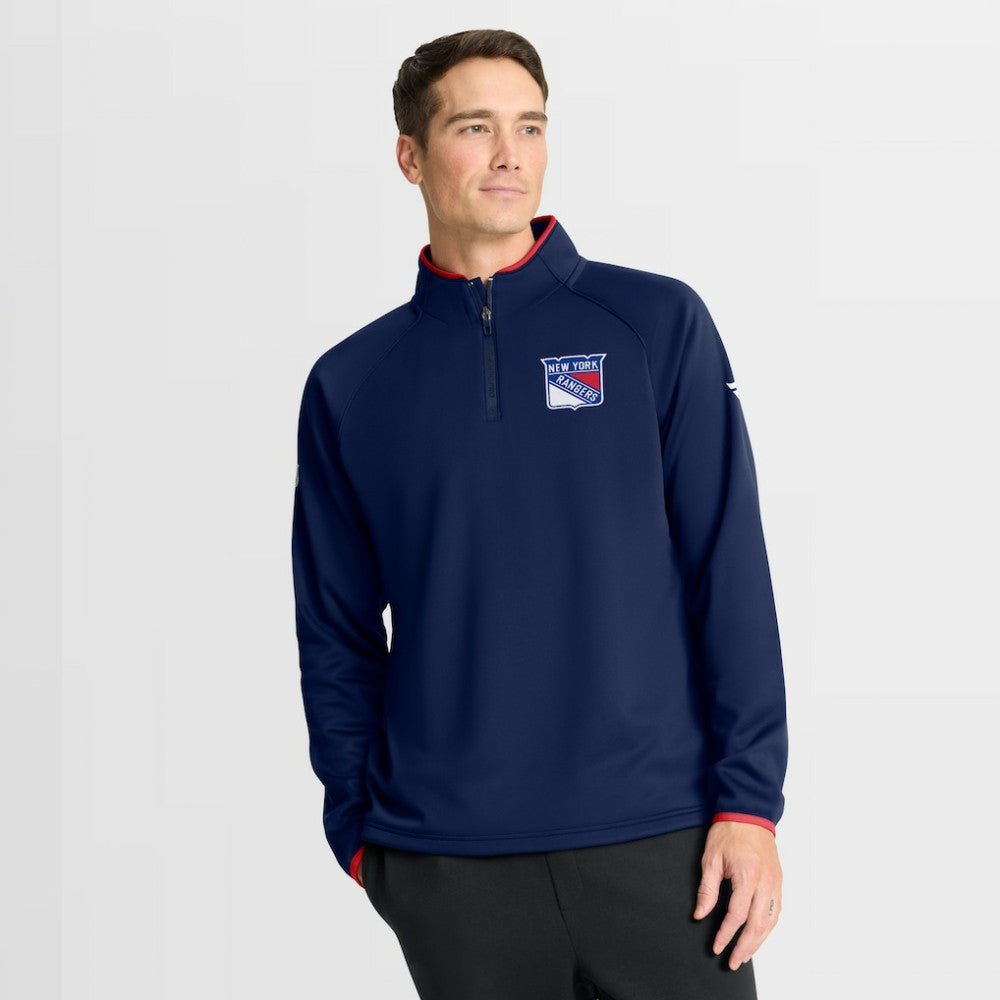 NHL New York Rangers Fanatics Authentic Pro Rink Raglan Quarter-Zip Pullover - Navy
