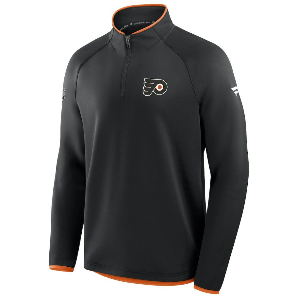 NHL Philadelphia Flyers Fanatics Authentic Pro Rink Raglan Quarter-Zip Pullover - Black