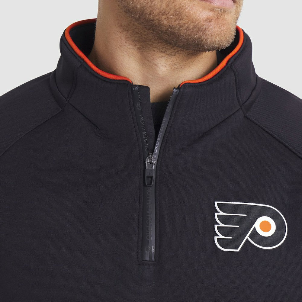 NHL Philadelphia Flyers Fanatics Authentic Pro Rink Raglan Quarter-Zip Pullover - Black