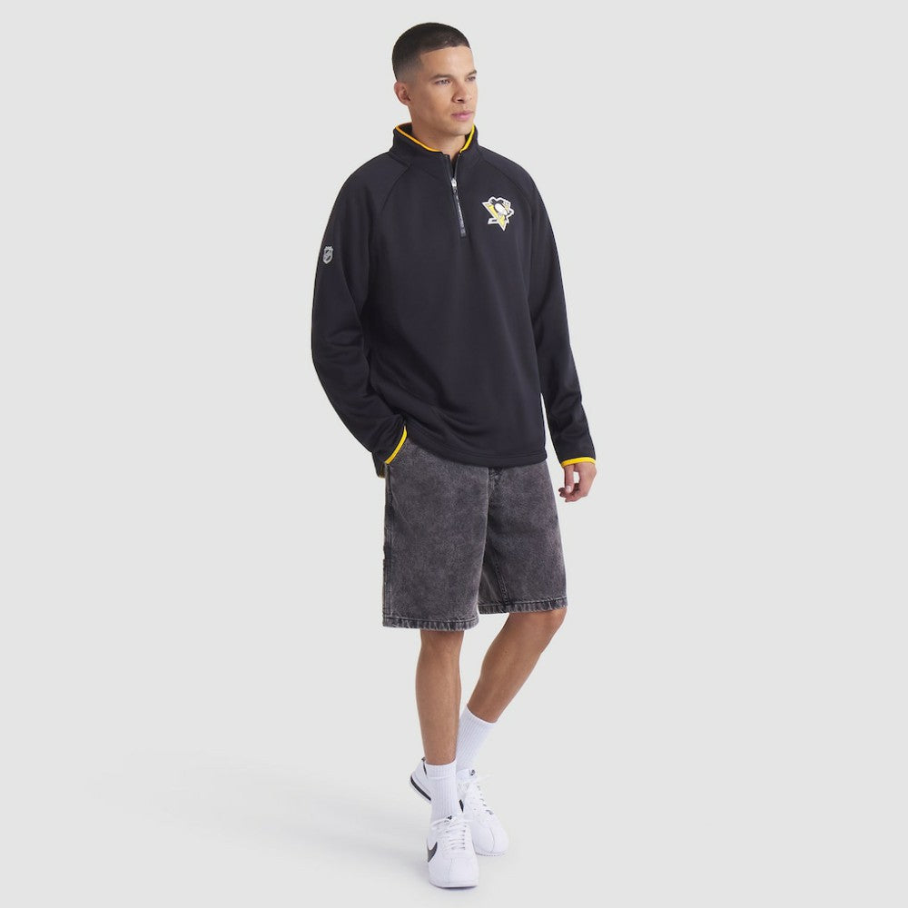 NHL Pittsburgh Penguins Fanatics Authentic Pro Rink Raglan Quarter-Zip Pullover - Black