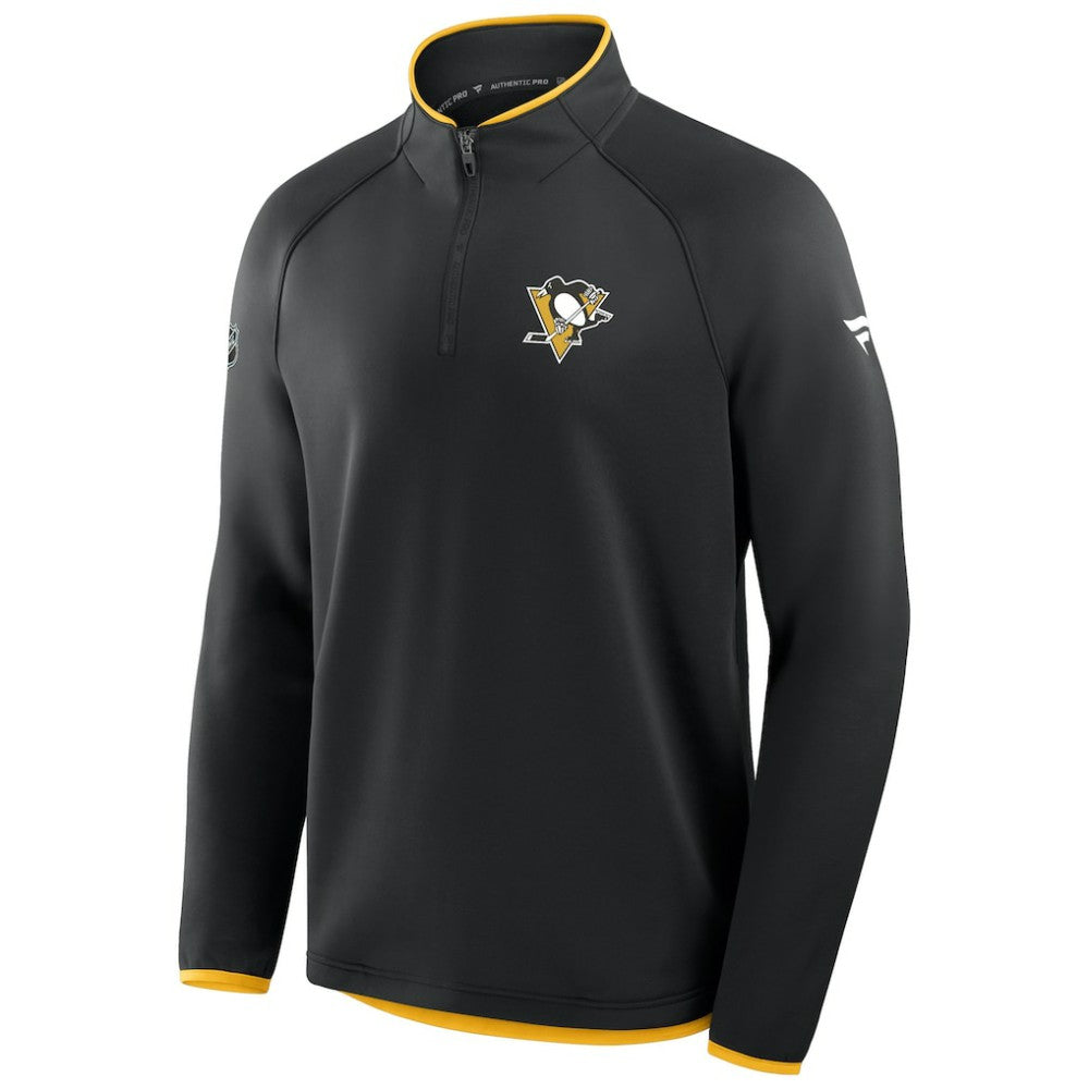 NHL Pittsburgh Penguins Fanatics Authentic Pro Rink Raglan Quarter-Zip Pullover - Black