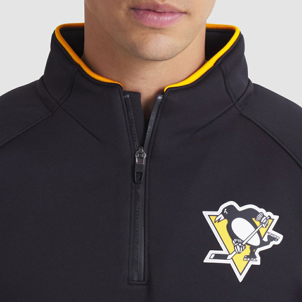NHL Pittsburgh Penguins Fanatics Authentic Pro Rink Raglan Quarter-Zip Pullover - Black