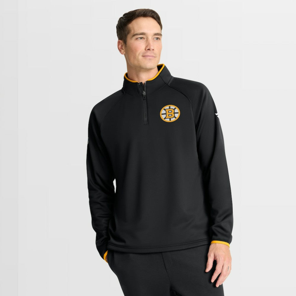 NHL Boston Bruins Fanatics Authentic Pro Rink Raglan Quarter-Zip Pullover - Black