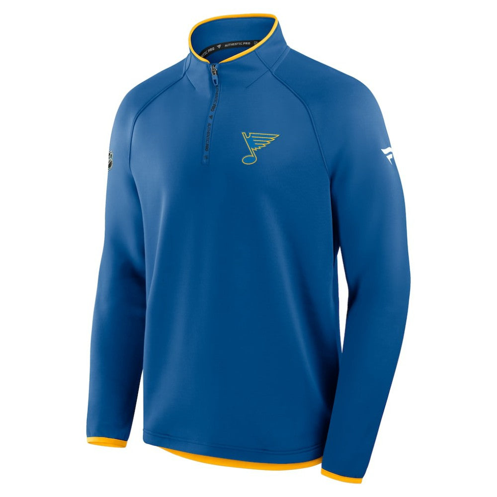 NHL St. Louis Blues Fanatics Authentic Pro Rink Raglan Quarter-Zip Pullover - Blue