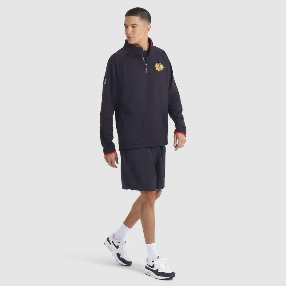 NHL Chicago Blackhawks Fanatics Authentic Pro Rink Raglan Quarter-Zip Pullover - Black