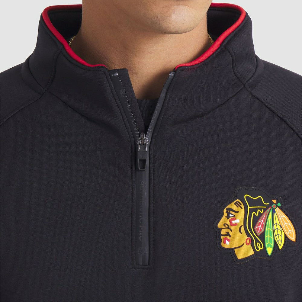NHL Chicago Blackhawks Fanatics Authentic Pro Rink Raglan Quarter-Zip Pullover - Black