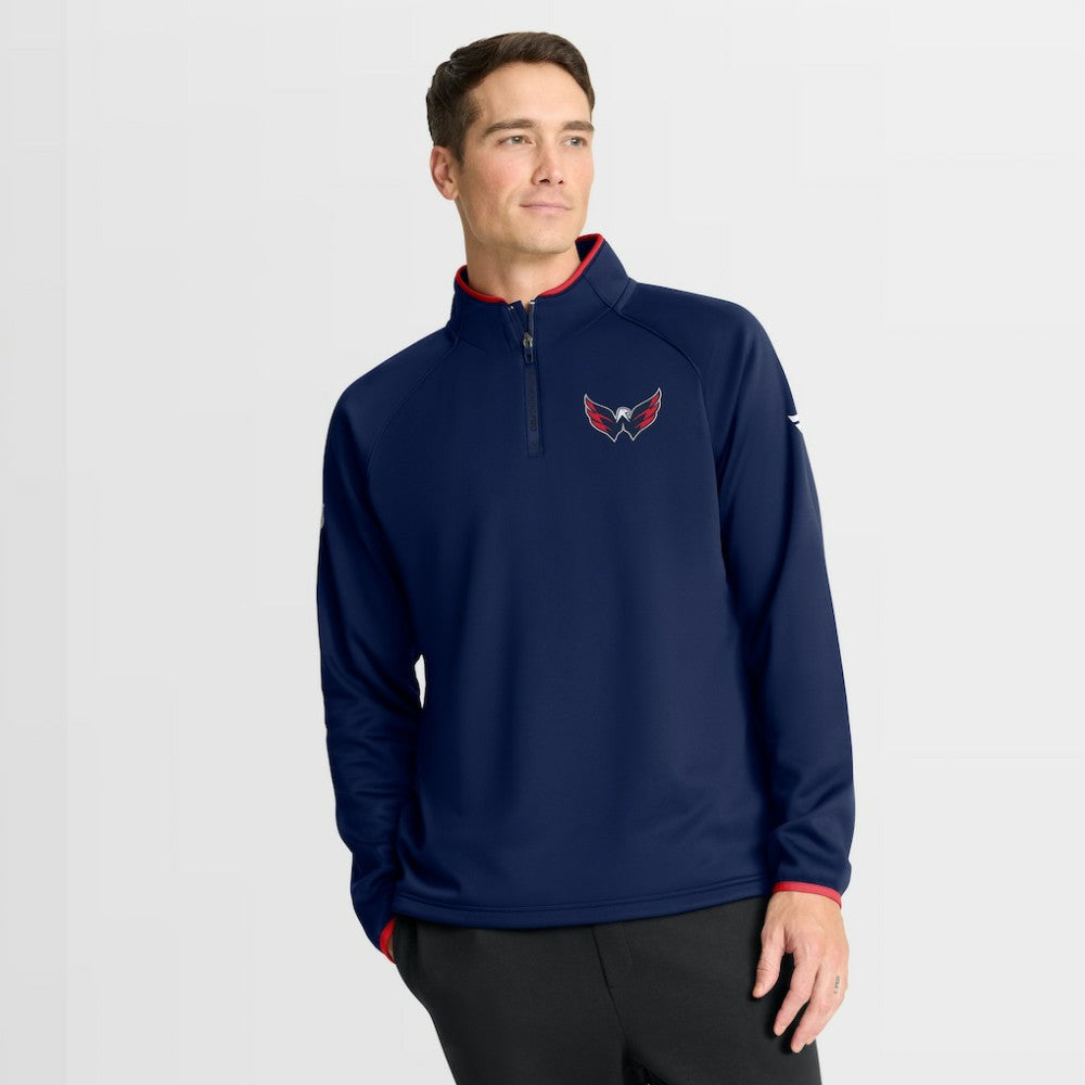 NHL Washington Capitals Fanatics Authentic Pro Rink Raglan Quarter-Zip Pullover - Navy