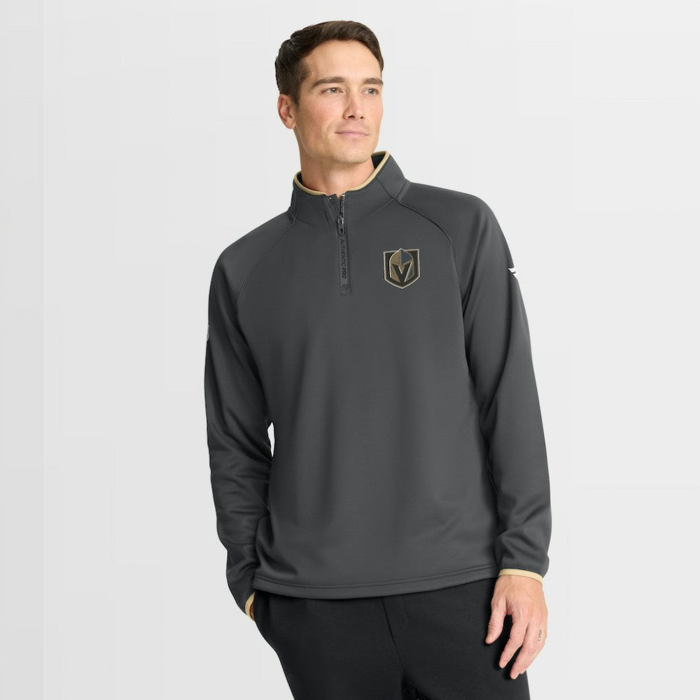 NHL Vegas Golden Knights Fanatics Authentic Pro Rink Raglan Quarter-Zip Pullover - Black