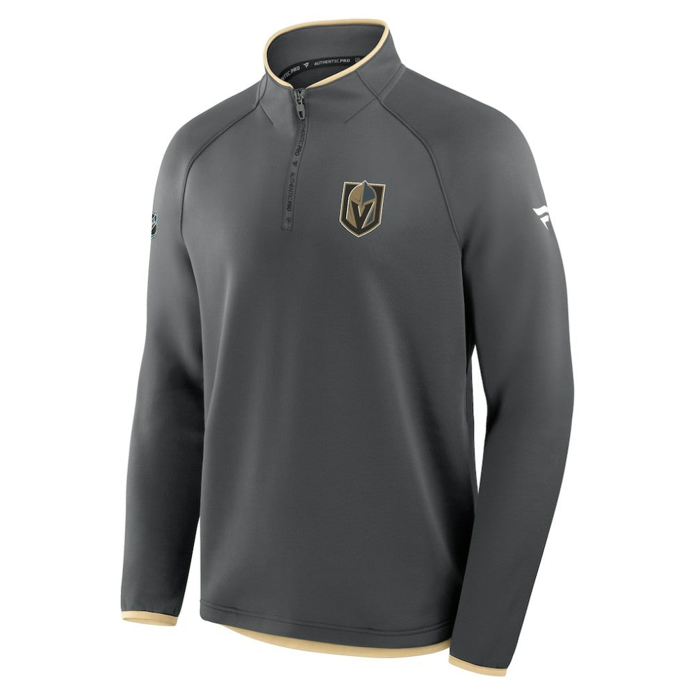NHL Vegas Golden Knights Fanatics Authentic Pro Rink Raglan Quarter-Zip Pullover - Black