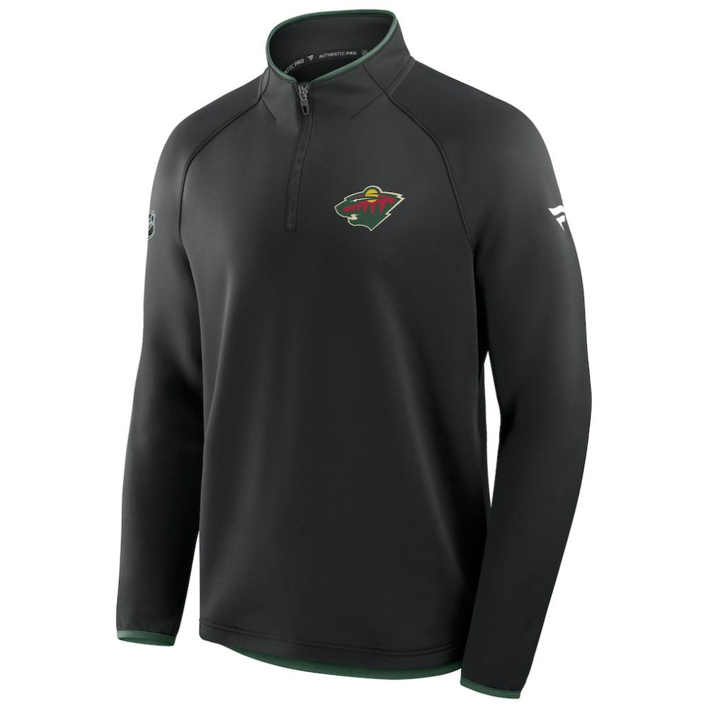 NHL Minnesota Wild Fanatics Authentic Pro Rink Raglan Quarter-Zip Pullover - Black