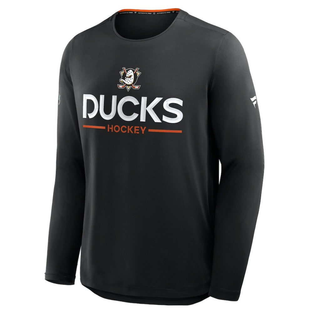 NHL Anaheim Ducks Fanatics Authentic Pro Rink Tech Long Sleeve T-Shirt - Black