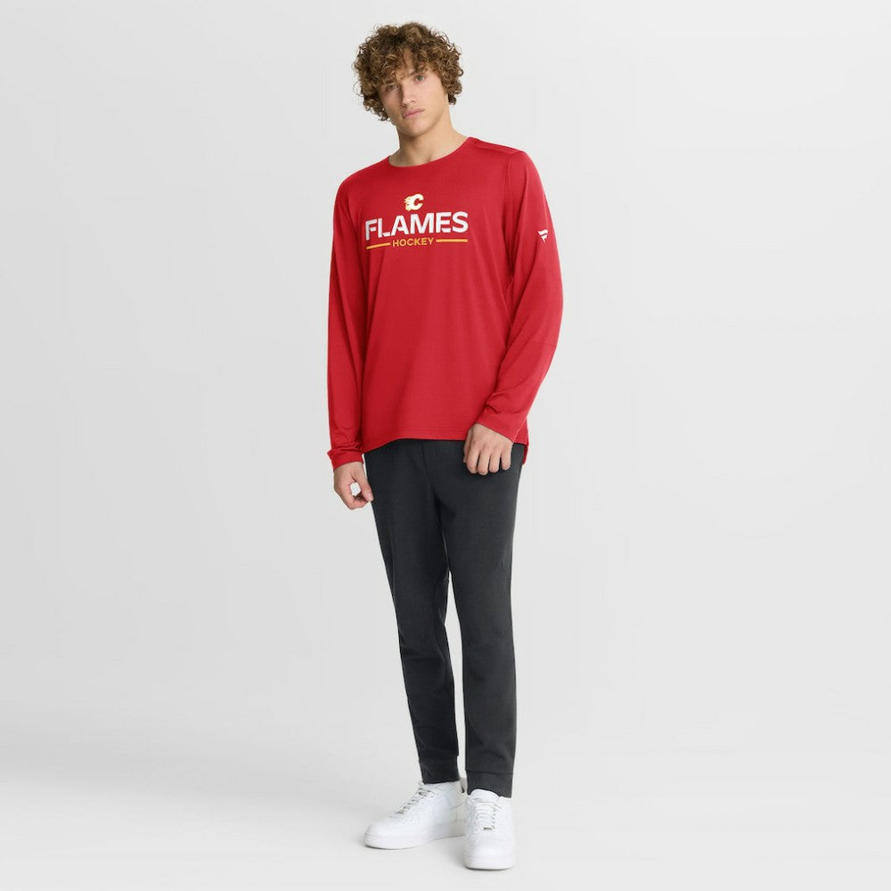 NHL Calgary Flames Fanatics Authentic Pro Rink Tech Long Sleeve T-Shirt - Red