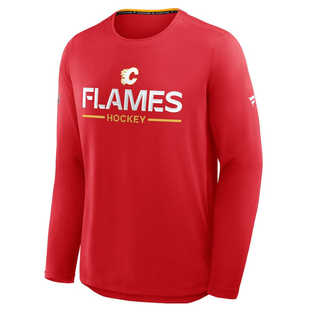 NHL Calgary Flames Fanatics Authentic Pro Rink Tech Long Sleeve T-Shirt - Red