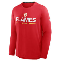 NHL Calgary Flames Fanatics Authentic Pro Rink Tech Long Sleeve T-Shirt - Red