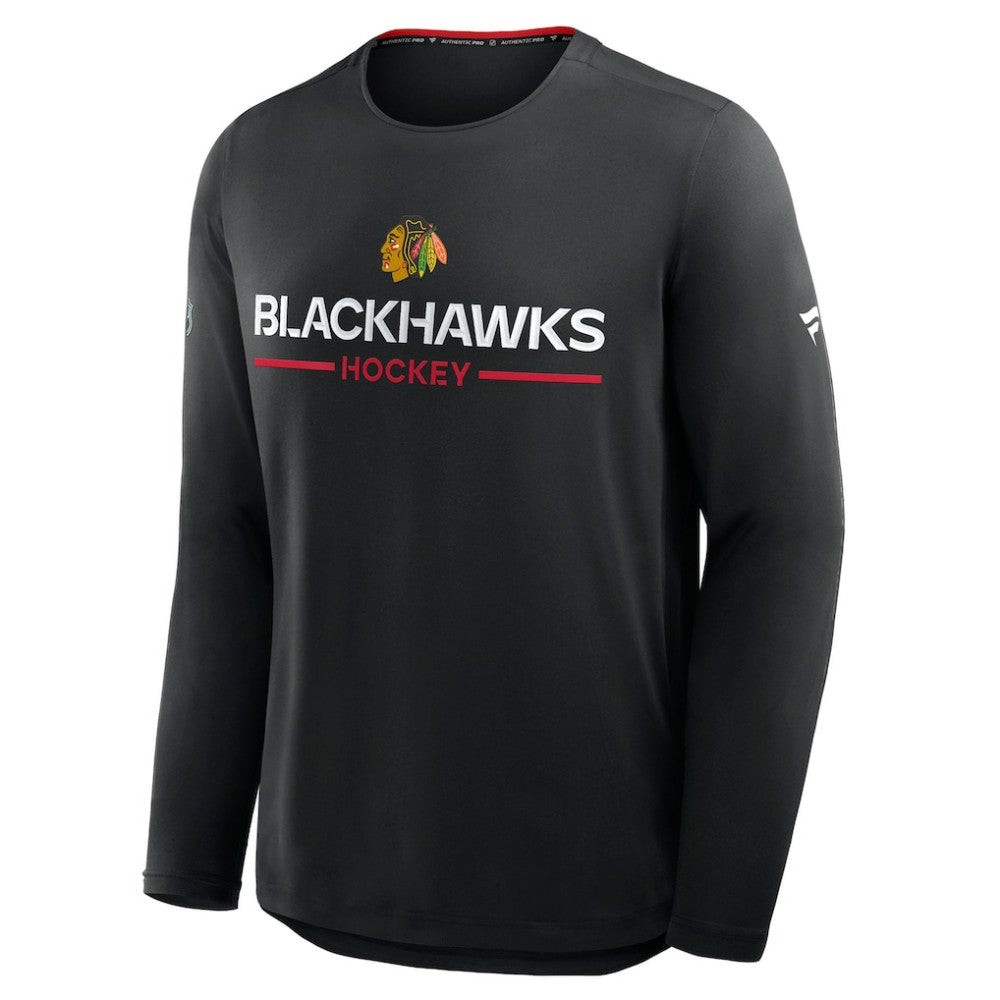 NHL Chicago Blackhawks Fanatics Authentic Pro Rink Tech Long Sleeve T-Shirt - Black