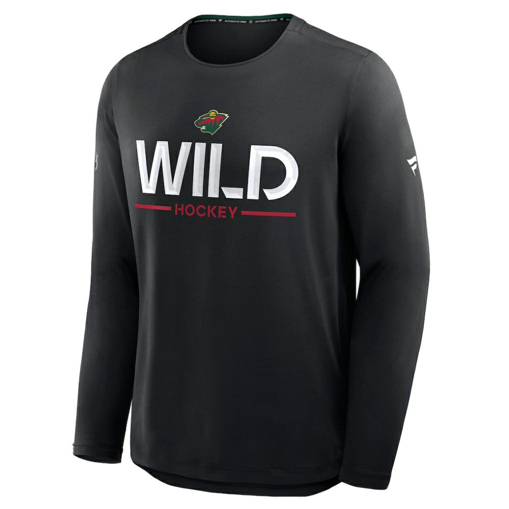 NHL Minnesota Wild Fanatics Authentic Pro Rink Tech Long Sleeve T-Shirt - Black