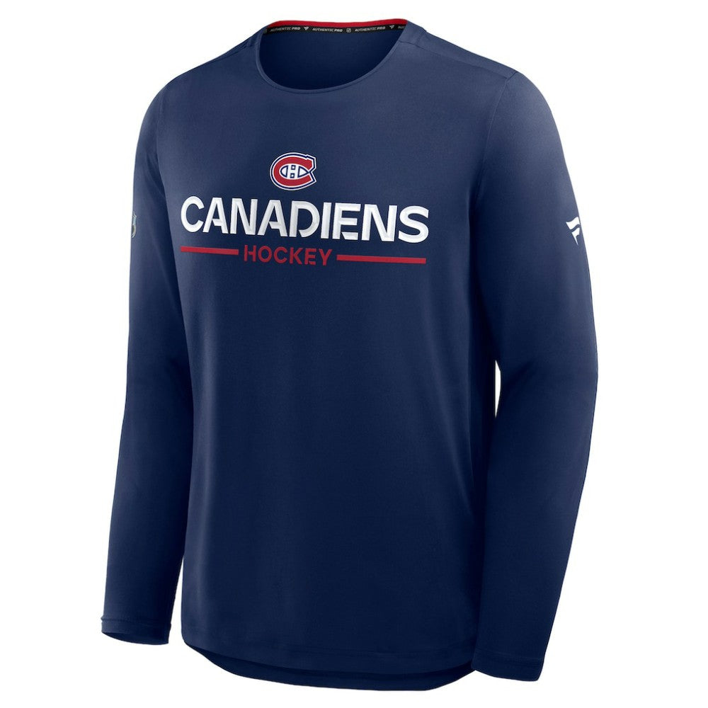 NHL Montreal Canadiens Fanatics Authentic Pro Rink Tech Long Sleeve T-Shirt - Navy
