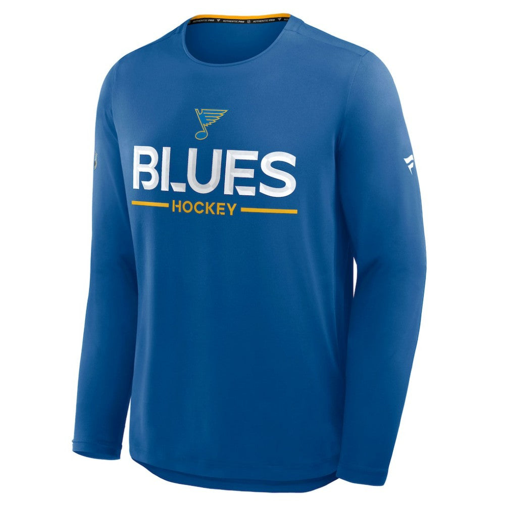 NHL St. Louis Blues Fanatics Authentic Pro Rink Tech Long Sleeve T-Shirt - Blue