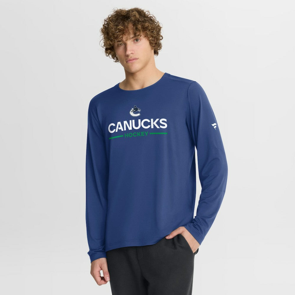 NHL Vancouver Canucks Fanatics Authentic Pro Rink Tech Long Sleeve T-Shirt - Blue