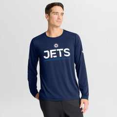 NHL Winnipeg Jets Fanatics Authentic Pro Rink Tech Long Sleeve T-Shirt - Navy