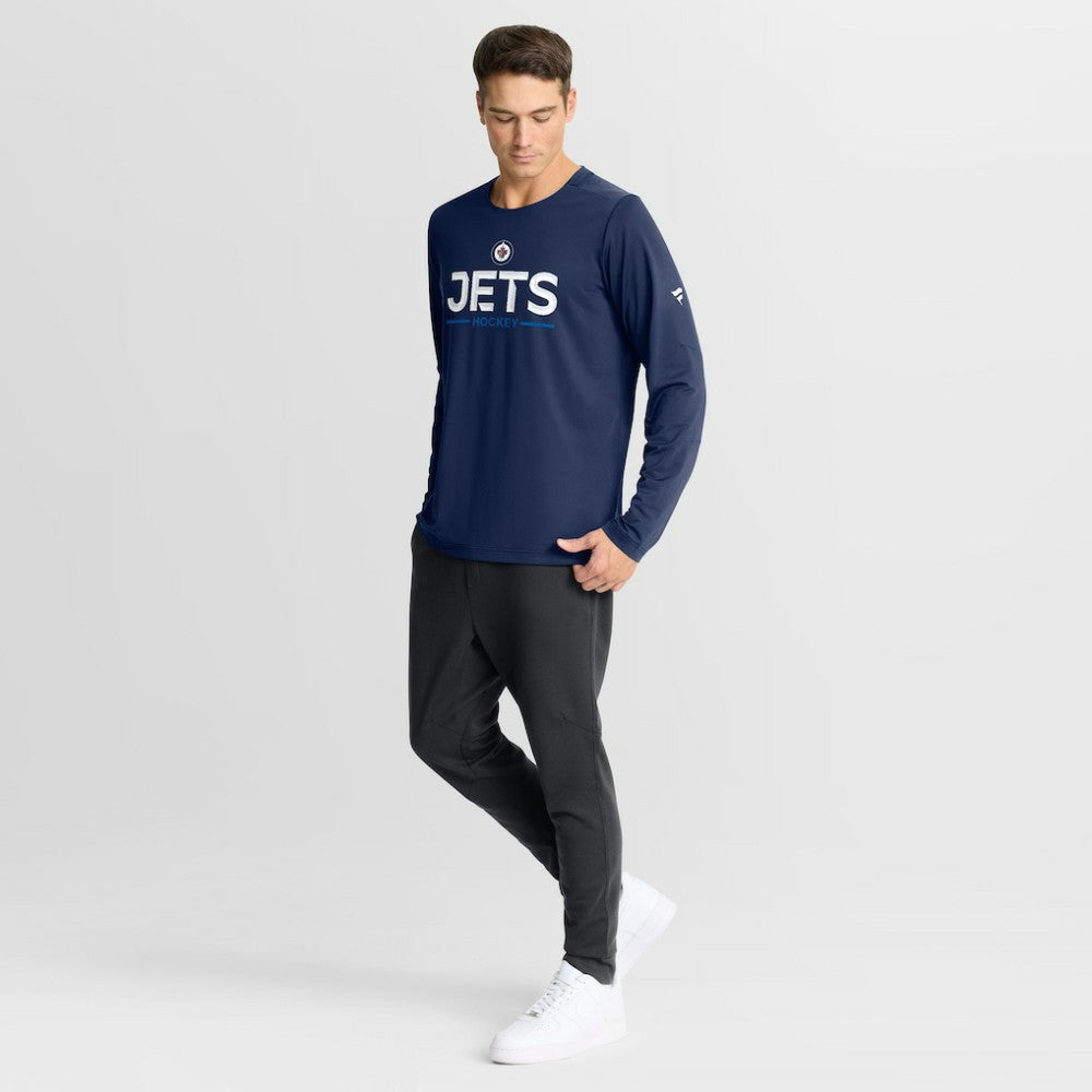 NHL Winnipeg Jets Fanatics Authentic Pro Rink Tech Long Sleeve T-Shirt - Navy