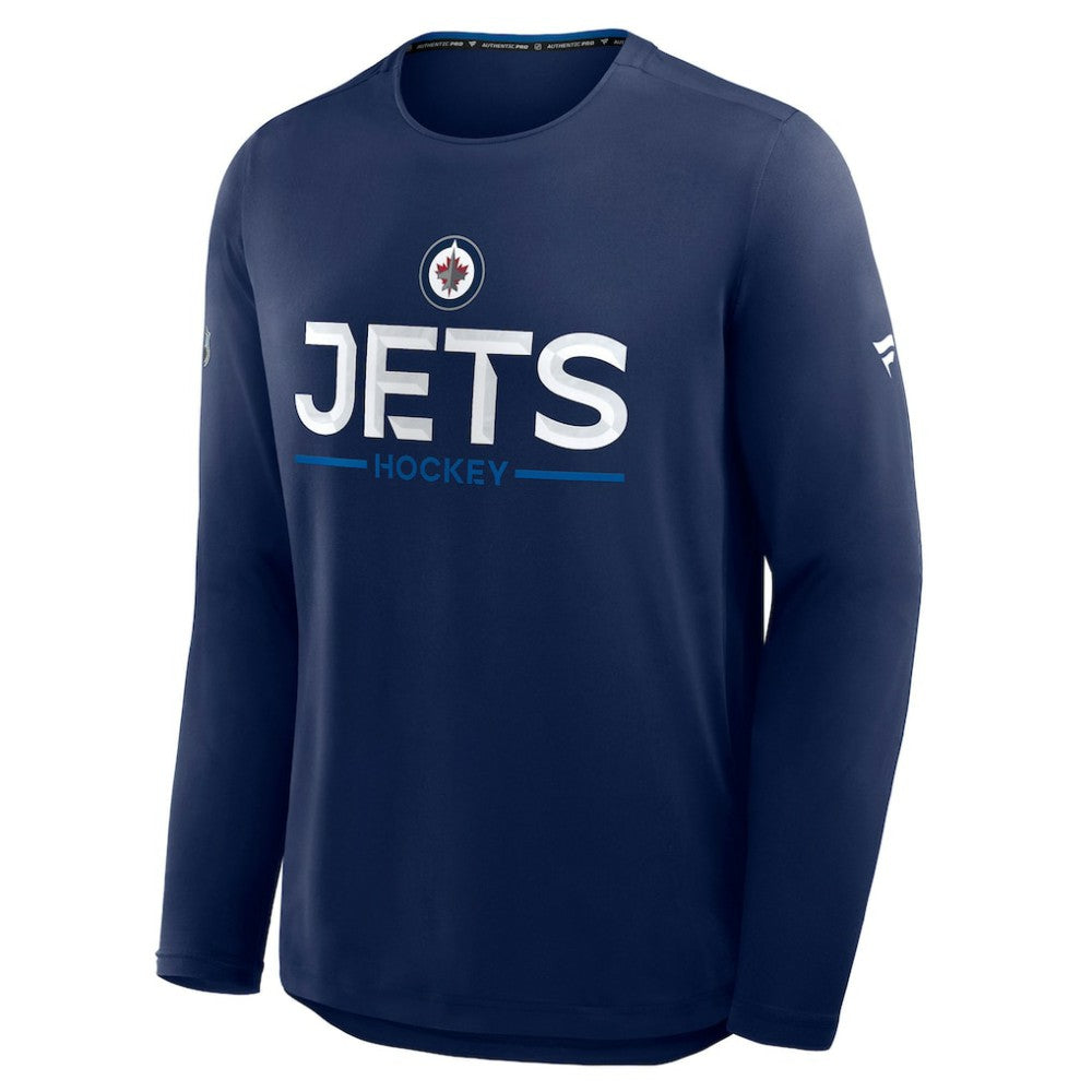 NHL Winnipeg Jets Fanatics Authentic Pro Rink Tech Long Sleeve T-Shirt - Navy