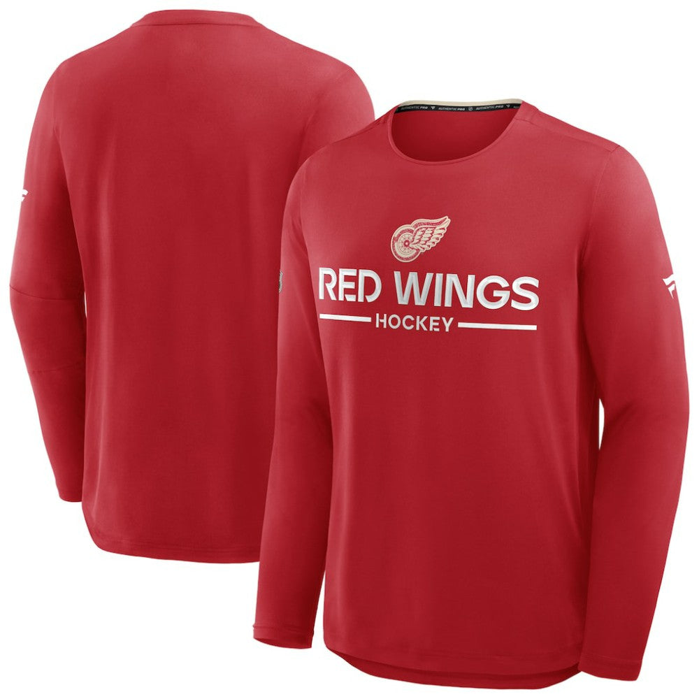 NHL Detroit Red Wings Fanatics Authentic Pro Centennial Rink Tech Long Sleeve T-Shirt - Red