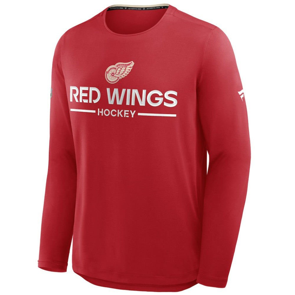 NHL Detroit Red Wings Fanatics Authentic Pro Centennial Rink Tech Long Sleeve T-Shirt - Red