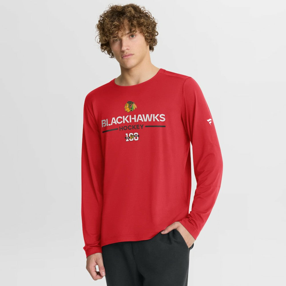 NHL Chicago Blackhawks Fanatics Authentic Pro Centennial Rink Tech Long Sleeve T-Shirt - Red