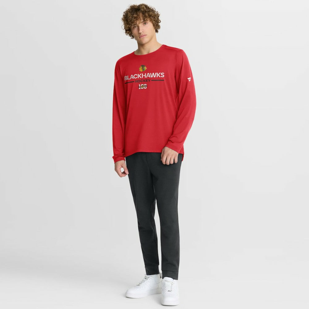 NHL Chicago Blackhawks Fanatics Authentic Pro Centennial Rink Tech Long Sleeve T-Shirt - Red