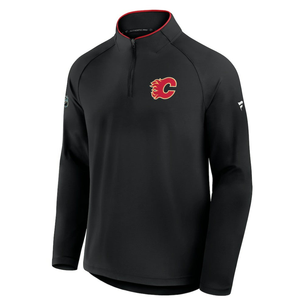 NHL Calgary Flames Fanatics Authentic Pro Rink Training Quarter-Zip Pullover - Black