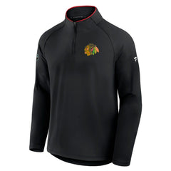 NHL Chicago Blackhawks Fanatics Authentic Pro Rink Training Quarter-Zip Pullover - Black
