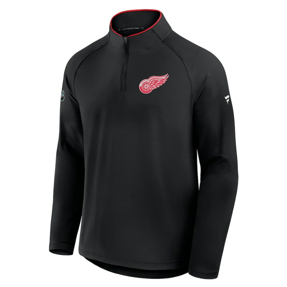 NHL Detroit Red Wings Fanatics Authentic Pro Rink Training Quarter-Zip Pullover - Black