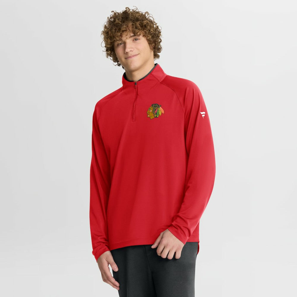 NHL Chicago Blackhawks Fanatics Authentic Pro Rink Training Quarter-Zip Pullover - Red